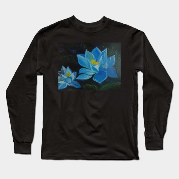 Blue Lotus Blossom Long Sleeve T-Shirt by jennyleeandjim